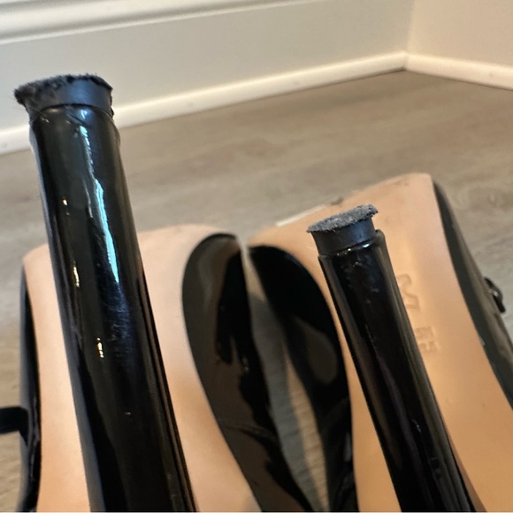 Via Spiga Black Patent Mary Jane Heels with Open Toe - Picture 5 of 6